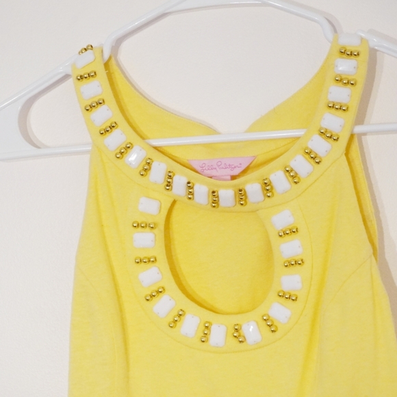 LILLY PULITZER Yellow Grace Beaded Cutout Dress - Picture 7 of 9
